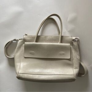 Mo851 soft leather beige crossbody bag